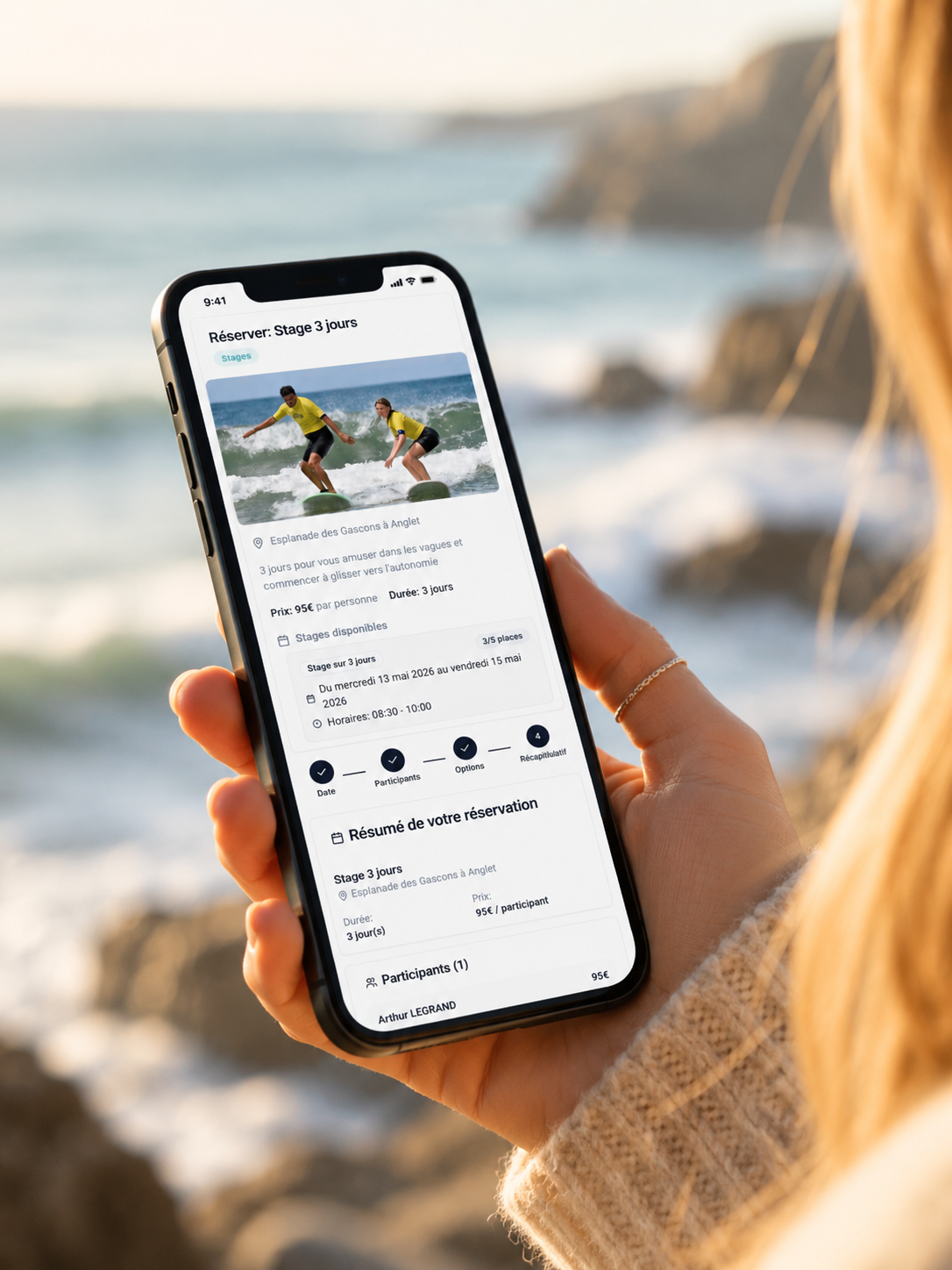 Aperçu de l'application EasyResa sur mobile